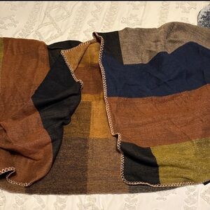 Color Block Knit Blanket Scarf